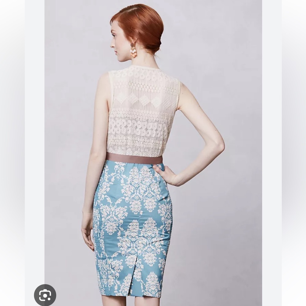 ANTHROPOLOGIE BYRON LARS BEGUILLE FLEUR DE LYS LASERCUT SHEATH DRESS LACE 12 - Picture 3 of 8